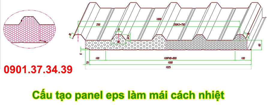 Cấu tạo panel eps l&agrave;m m&aacute;i c&aacute;ch nhiệt