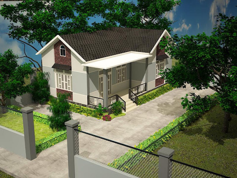 Mẫu số 23 Nh&agrave; cấp 4 m&aacute;i t&ocirc;n n&ocirc;ng th&ocirc;n mới nhất