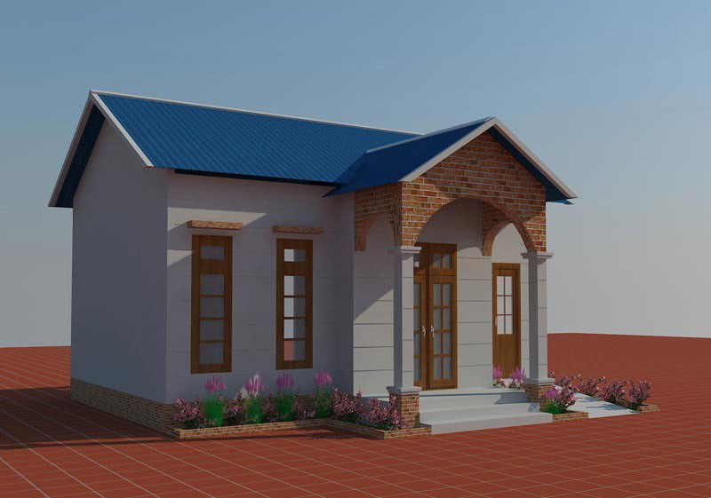 Mẫu số 27 Nh&agrave; cấp 4 m&aacute;i t&ocirc;n n&ocirc;ng th&ocirc;n mới nhất
