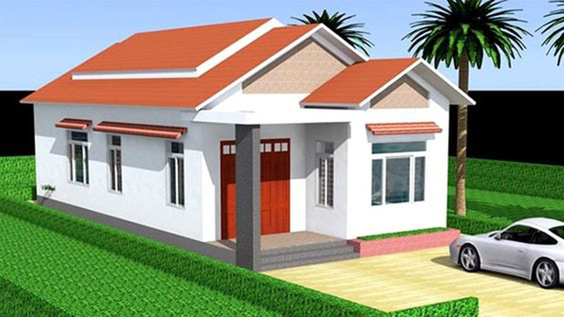 Mẫu số 36 Nh&agrave; cấp 4 m&aacute;i t&ocirc;n n&ocirc;ng th&ocirc;n mới nhất